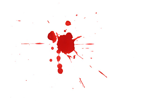 Blood splatters. Red blots of watercolor Realistic bloody splatters for Halloween Drop of blood concept
