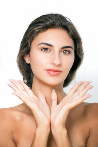 istock Confident beautiful woman showing palms. 1501765516