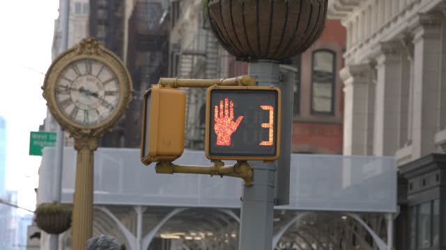 Pedestrian crossing sign in New York