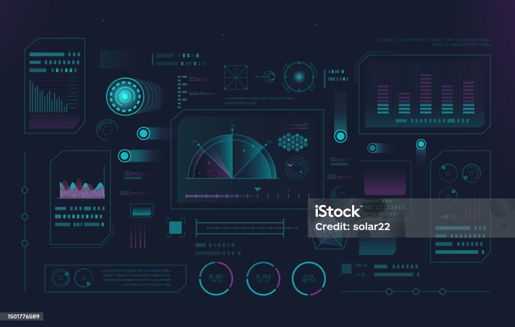 Visual Interface On The Screen Display With Hightech Concepts And The ...