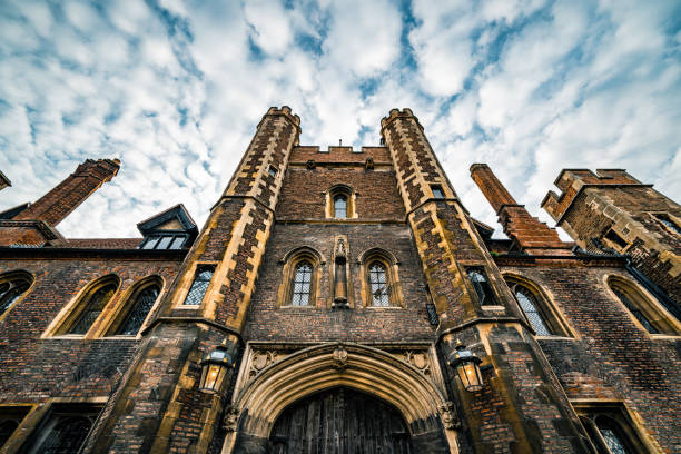 Cambridge, UK - October 11, 2014: View of Corpus Christi College New Court. Corpus Christi College is a constituent college of the University of Cambridge, England
