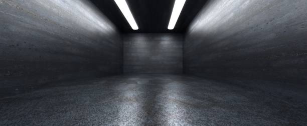 istock Concrete dark room with white backlight background 1501781567