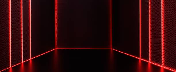 istock Techno mesh room with red laser illumination background 1501781569