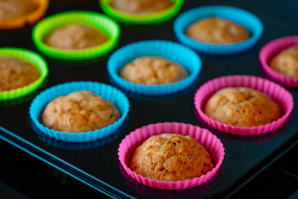 Cupcakes in colourful silicone tray
