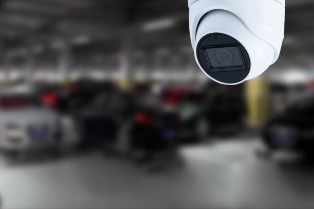 istock CCTV Camera Operating in car park building. Copy space. 1501792388
