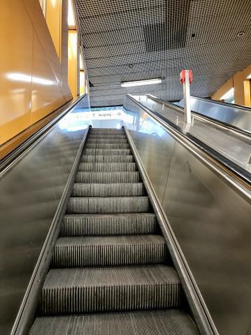 Escalator. The image shows an escalator captured as close-up image.