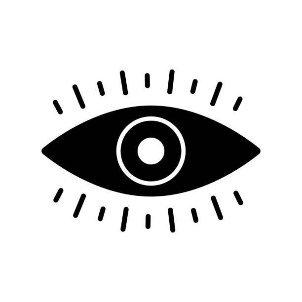 ikona eye retina black line & fill vector - sensory perception eyeball human eye eyesight stock illustrations