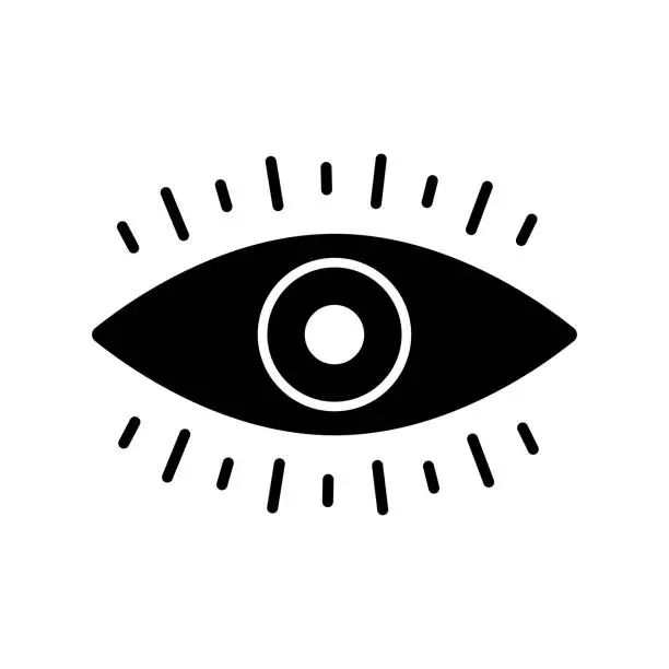 Vector illustration of Eye Retina Black Line & Fill Vector Icon