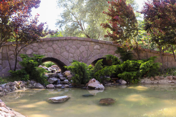 Japanese bridge, Osaka Garden located in Jackson Park, Chicago
