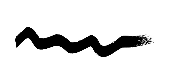 Black wavy grunge brush stroke. Painted ink stripe. Ink spot isolated on white background. Vector illustration