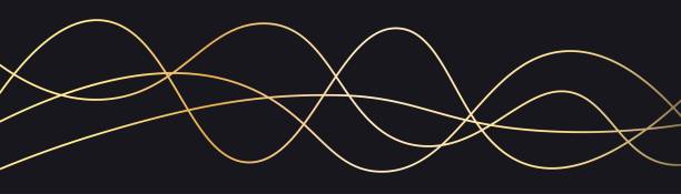 istock Wavy thin line. Golden isolated stripe. abstract background. Curved golden line geometric pattern. 1501865211