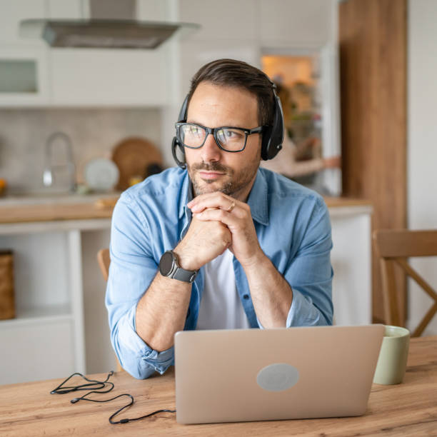 istock One man caucasian male freelancer work from home on laptop computer 1501896738