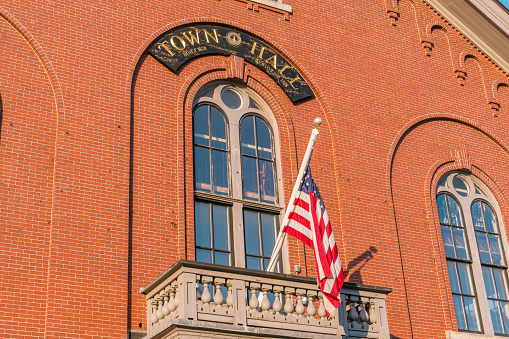 Andover's historic Old Town Hall building  on Main Street.