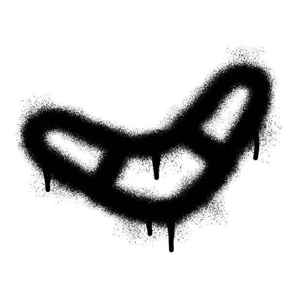 Vector illustration of Boomerang icon graffiti with black spray paint