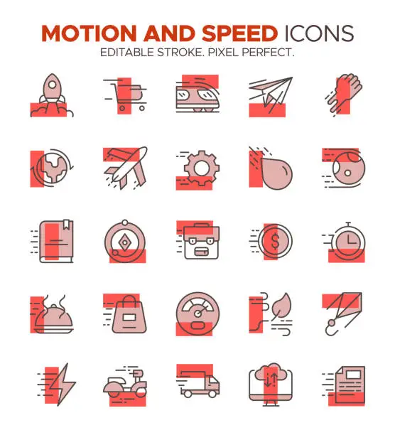 Vector illustration of Express Pace Icon Set - Symbols of Speed, Efficiency, and Rapid Services