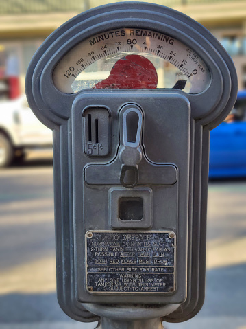 Expired old style coin operated parking meter.