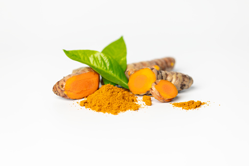 The turmeric powder is a natural herb and is an ingredient for food cooking. The colour of the turmeric powder is yellow when it dry and green when it raw. Asian curry like Indian has yellow powder.