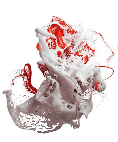 Paint splashes together in one frozen second. Clipping path is included