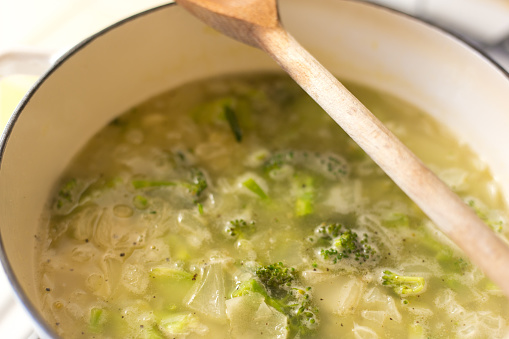 Pot of Homemade Broccoli Soup