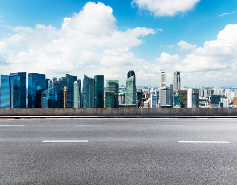 City highway with Singapore skyline in the background