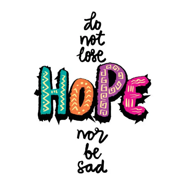 Vector illustration of Do not lose hope nor be sad, hand lettering. Quote Islamic.