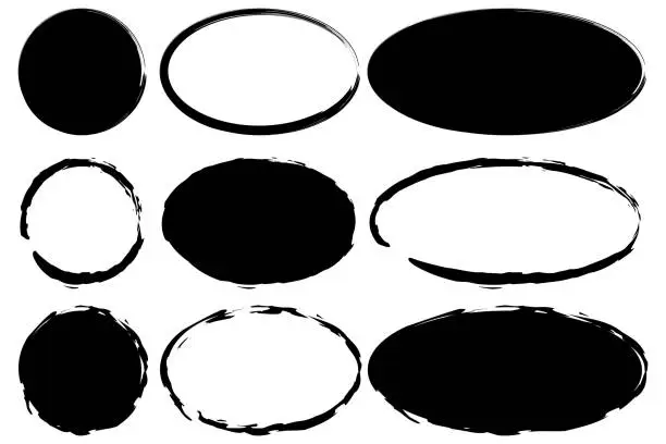 Vector illustration of Set of grunge oval frames. Vector illustration. stock image.