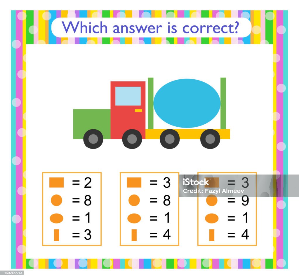 Math Answer Prompt Child Math Activity For Kids Need To Find The Correct Answer Vector ...