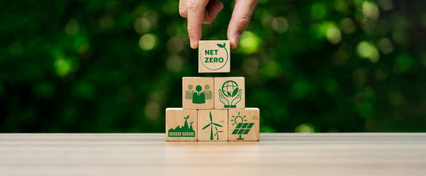istock Net zero by 2050. Carbon neutral. Net zero greenhouse gas emissions target. climate neutral long term strategy. No toxic gases, implementing carbon capture and storage technologies. 1502131282