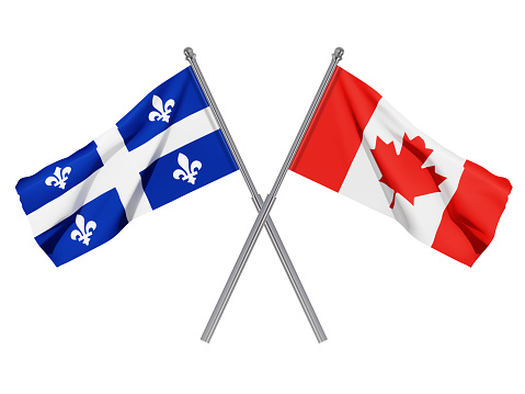 Quebec and Canada crossed flags. EPS10 vector