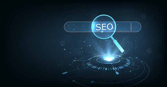 SEO, Search Engine Optimization concept. Smart search, Searching information data on internet networking concept.