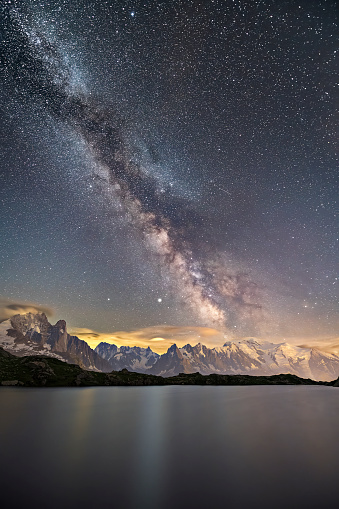 The Milky Way over Mont Blanc at lac de cheserys - France