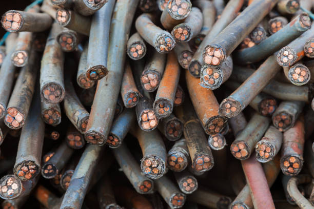 istock A bunch of old copper cables in a plastic sheath. Front view. 1502145349