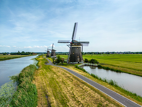 historical windmills in Kinderdijk, The Netherlands