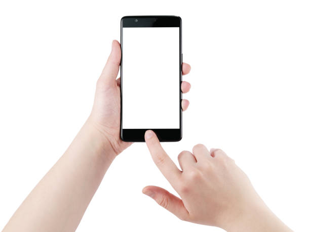 istock female teen hand using smartphone with blank screen isolated on white 1502150546