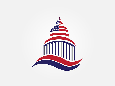 Logo USA flag on cupola building identity business card icon vector image graphic design template