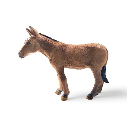 Donkey miniature toy isolated on white