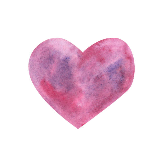 istock Watercolor heart shape pink isolated on white background. Hand drawn mystical sketch illustration for Valentines day 1502188647