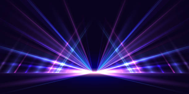 istock Abstract high speed light trails on dark background. Futuristic template for banner, presentations, flyers, posters. Vector EPS10. 1502197231