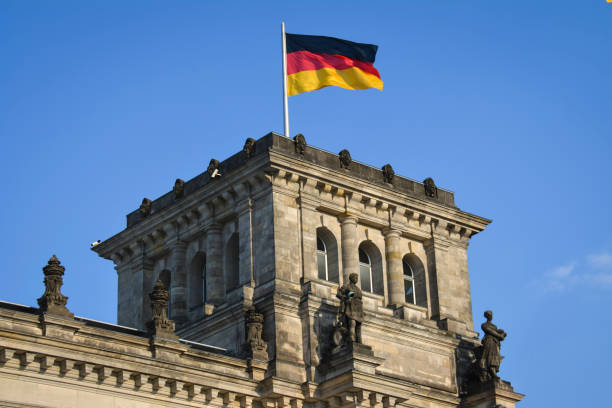 istock Germany National Flag by the Wind on Reichstag Building in Berlin 1502201821