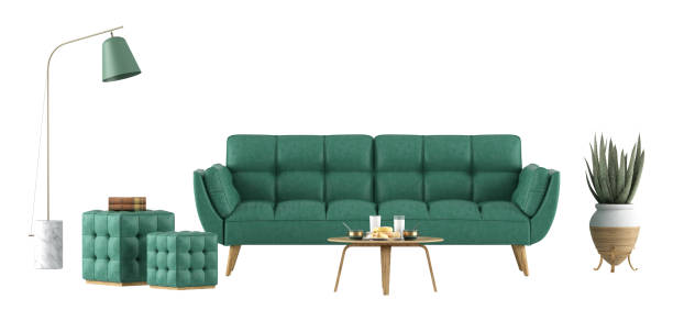 Concept of living room with furniture flying