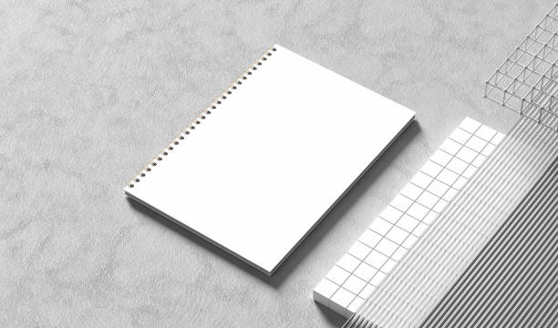 istock Spiral binder notebook mock up isolated on light gray background. 3D illustration 1502211816