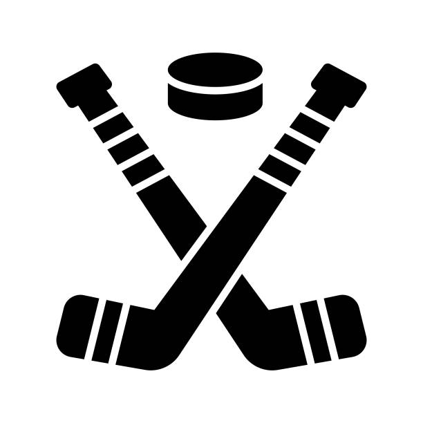 модная иконка хоккея с шайбой в редактируемом стиле, простая в использовании и загрузке - slap shot stock illustrations