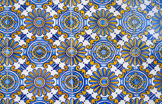 Traditional portuguese and spanish classic tile blue Azulejo background