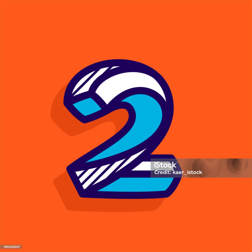 2 Isometric Number Two Vector Impossible Lines Handwritten Emblem ...