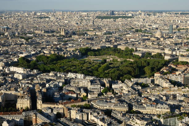 Paris cityscape aerial view