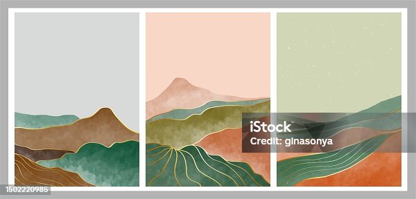 istock set of Natural abstract mountain. Mid century modern minimalist art print. Abstract contemporary aesthetic backgrounds landscape. vector illustrations 1502220985