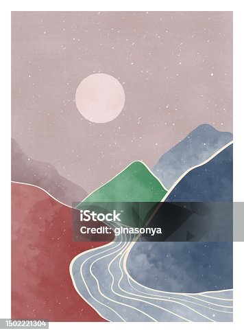 istock Natural abstract mountain. Mid century modern minimalist art print. Abstract contemporary aesthetic backgrounds landscape. vector illustrations 1502221304