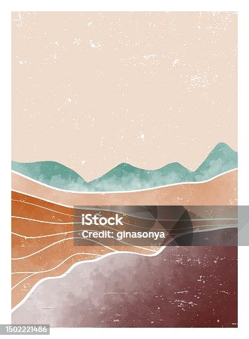 istock Natural abstract mountain. Mid century modern minimalist art print. Abstract contemporary aesthetic backgrounds landscape. vector illustrations 1502221486