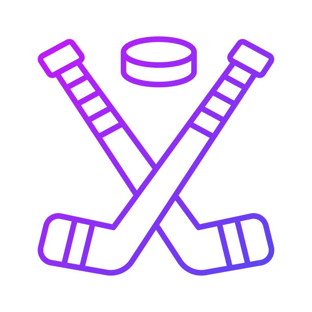 ilustraciones, imágenes clip art, dibujos animados e iconos de stock de icono de moda de hockey sobre hielo en estilo editable, fácil de usar y descargar - slap shot