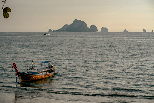 Bay in Krabi with old boats